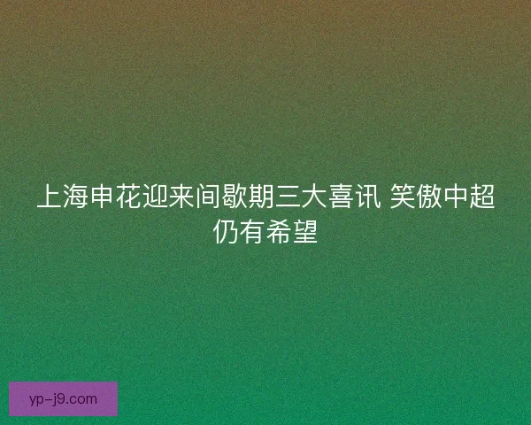 上海申花迎来间歇期三大喜讯 笑傲中超仍有希望